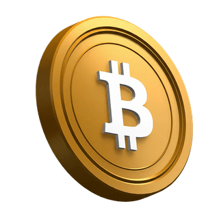 Pièce Bitcoin (BTC) en biais dans la mise en page de la section hero